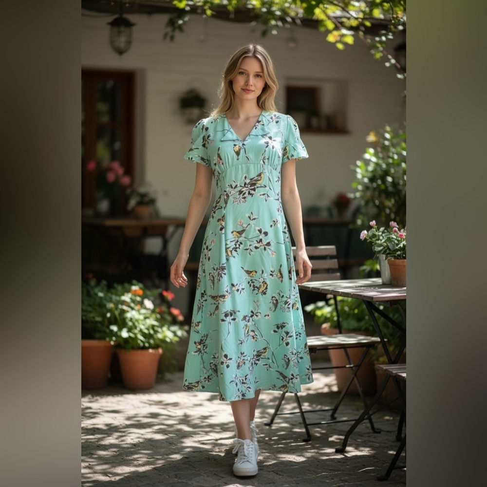Hell Bunny Vixen Teal Floral Dress